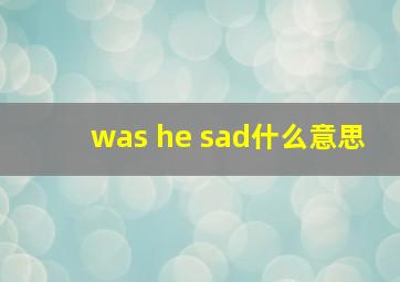 was he sad什么意思